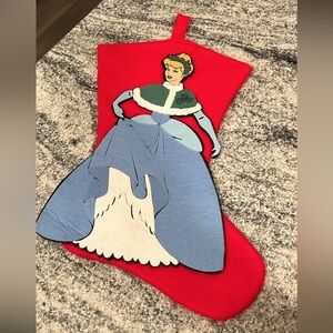 Red Christmas Stocking with Felt Cinderella